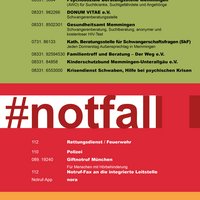 Aktualisiertes Notfall-Plakat für Jugendliche ab sofort erhältlich (Design: R. Niesenböck/Stadt Memmingen)